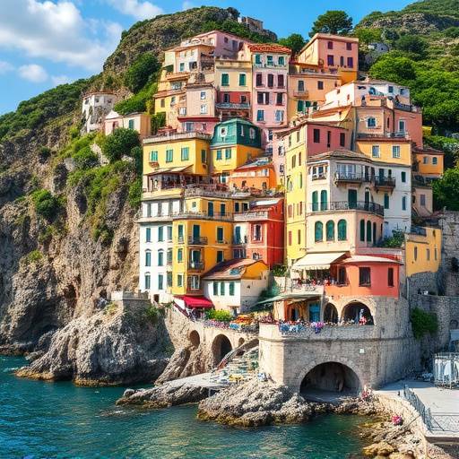 La costa amalfitana con case colorate arroccate sulla scogliera