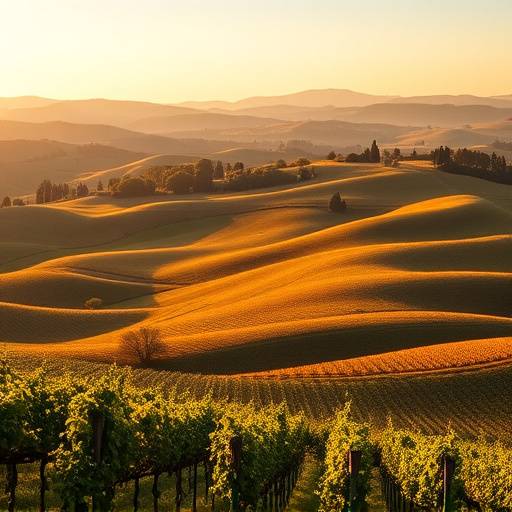 Paesaggio collinare con vigneti in Toscana