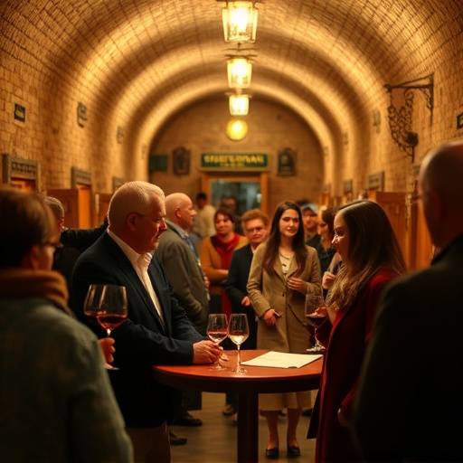 Persone che partecipano a una degustazione di vini in una cantina toscana