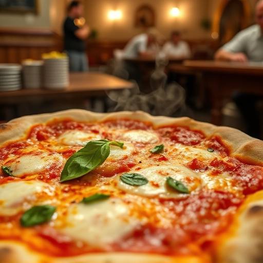 Una pizza margherita fumante appena sfornata in una pizzeria a Napoli
